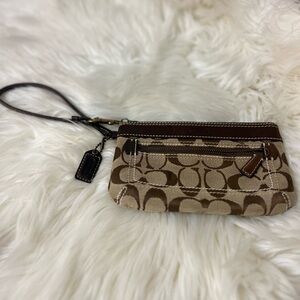 Coach Brown and Tan Wristlet